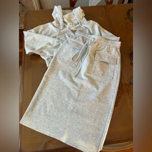 Gray Hoodie and Skirt Set